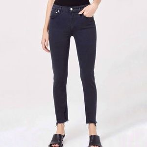 AGOLDE feral faded black dark gray Toni mid-rise straight leg frayed hem jeans